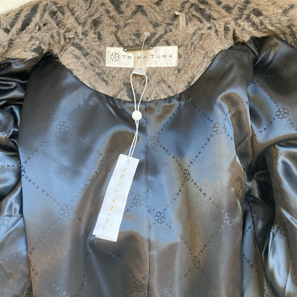 Trina Turk Wool Alpaca Coat in Mushroom - Picture 9 of 12